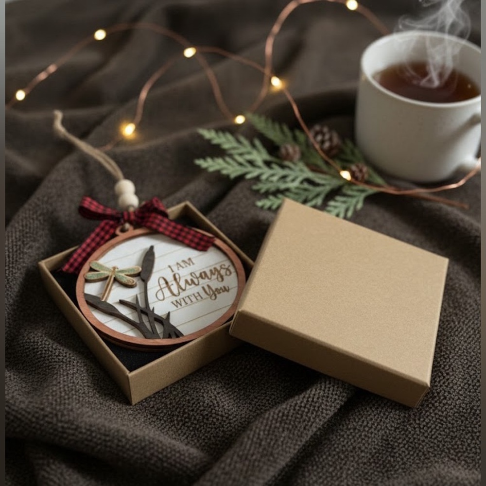 NIB Wooden Dragonfly Memorial Ornament I Am Always With You Sympathy Gift